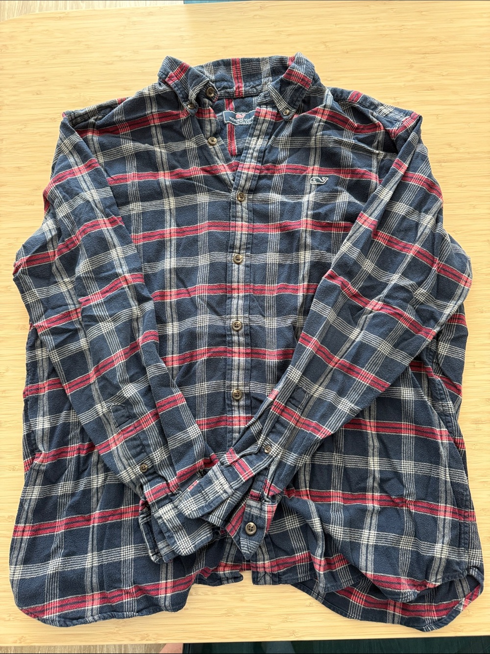 Vineyard Vines Navy, Red & White Plaid Button-Up Shirt Jacket